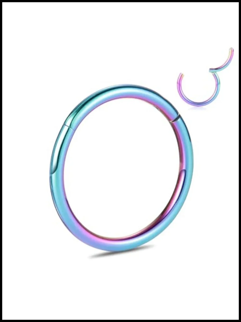 Titanium Nose Hoop Ring 18G Hinged Clicker Earring Cartilage Helix Septum